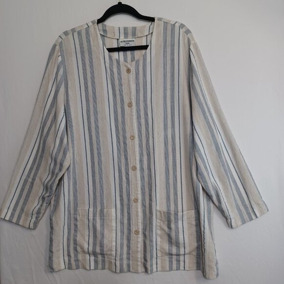 Alfred Dunner Linen Blend Striped Tunic - Picture 1 of 7